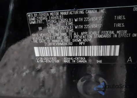 2017 Toyota Rav4 Le from USA, damaged, VIN 2T3BFREV9HW694260